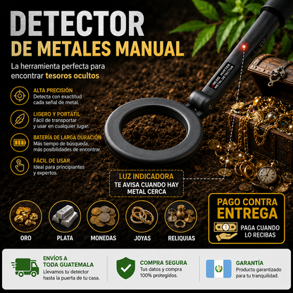 Detector de Metales PRO | Encuentra Oro, Monedas y Joyas en Guatemala